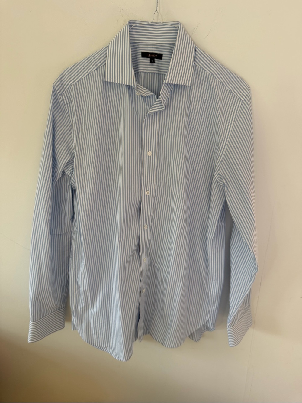 Quince Light Blue and White Striped Men's Dress Shirt organic cotton